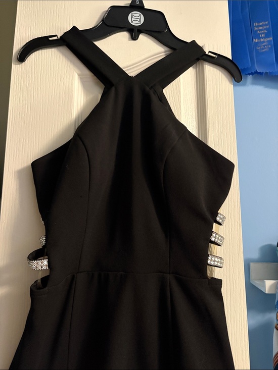 Speechless Dresses & Skirts - Speechless Black Halter Dress with Rhinestone Cutouts